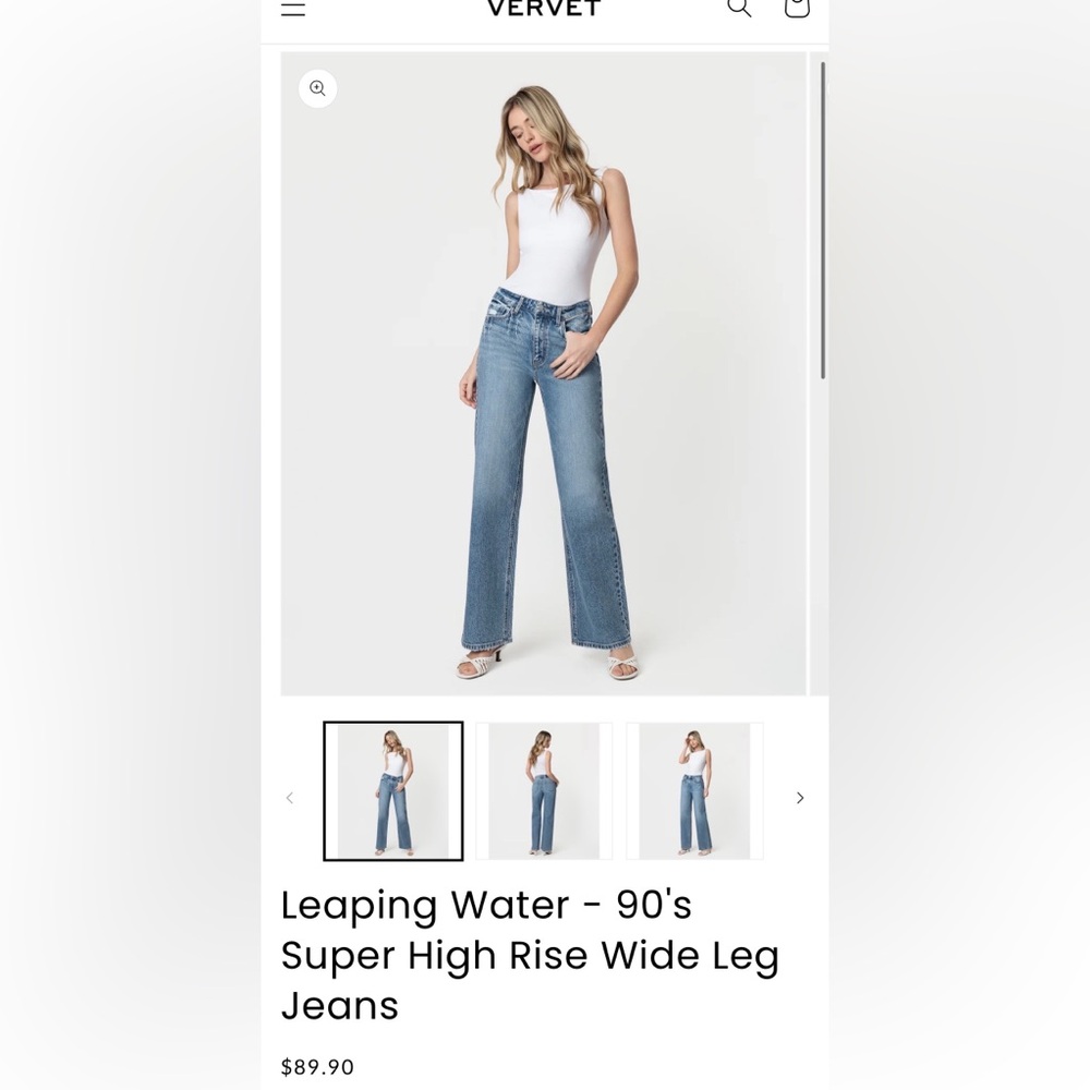 Vervet Leaping Water 90’s Super High Rise Wide Leg Jeans - 29